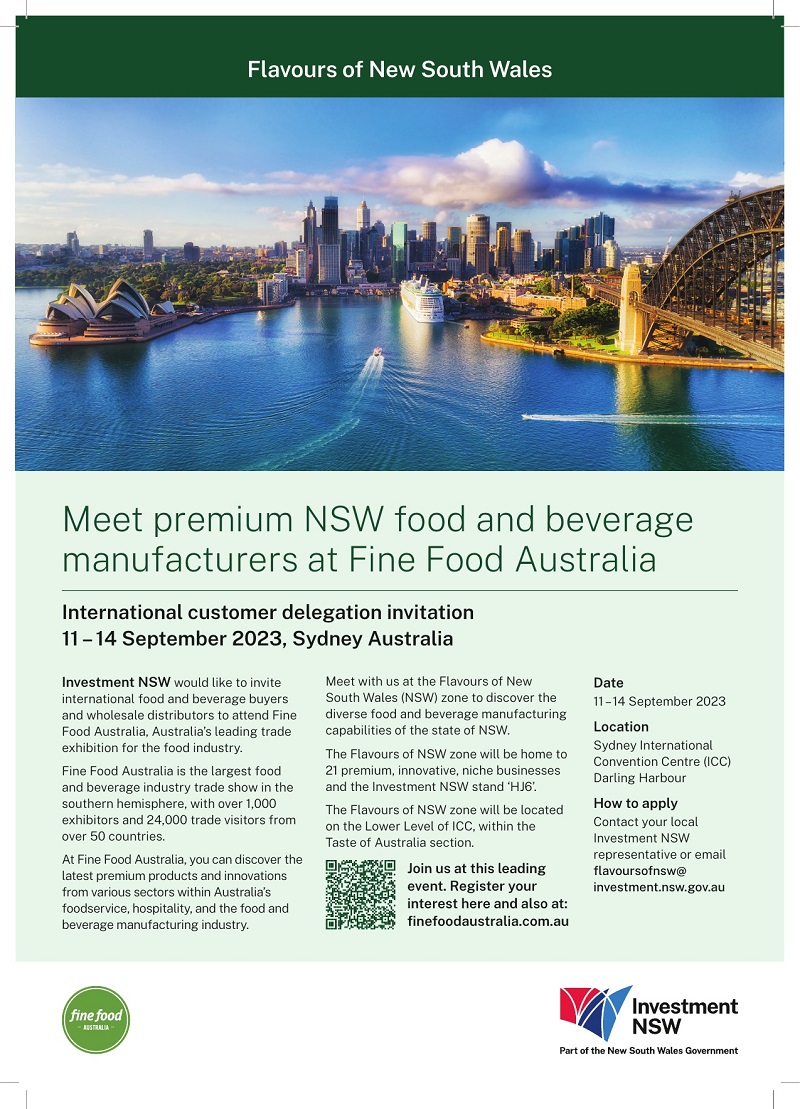 [주한호주대사관] 뉴사우스웨일즈 남반구 최대규모 식음료전 개최 안내