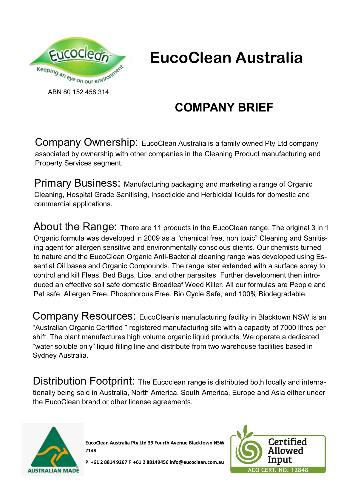 [주한호주대사관] 호주 친환경 빈대 살충제 제조업체 소개