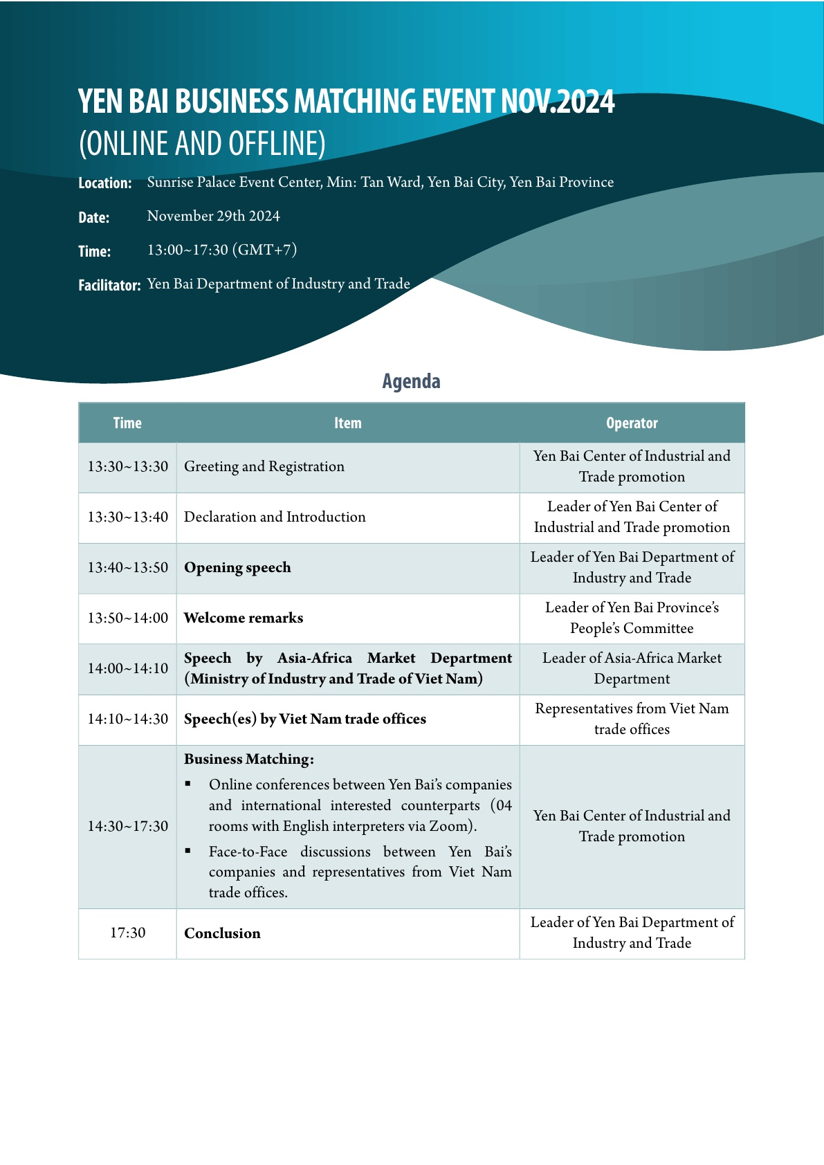 [주한베트남대사관] 옌 바이 비즈니스 매칭 행사 안내