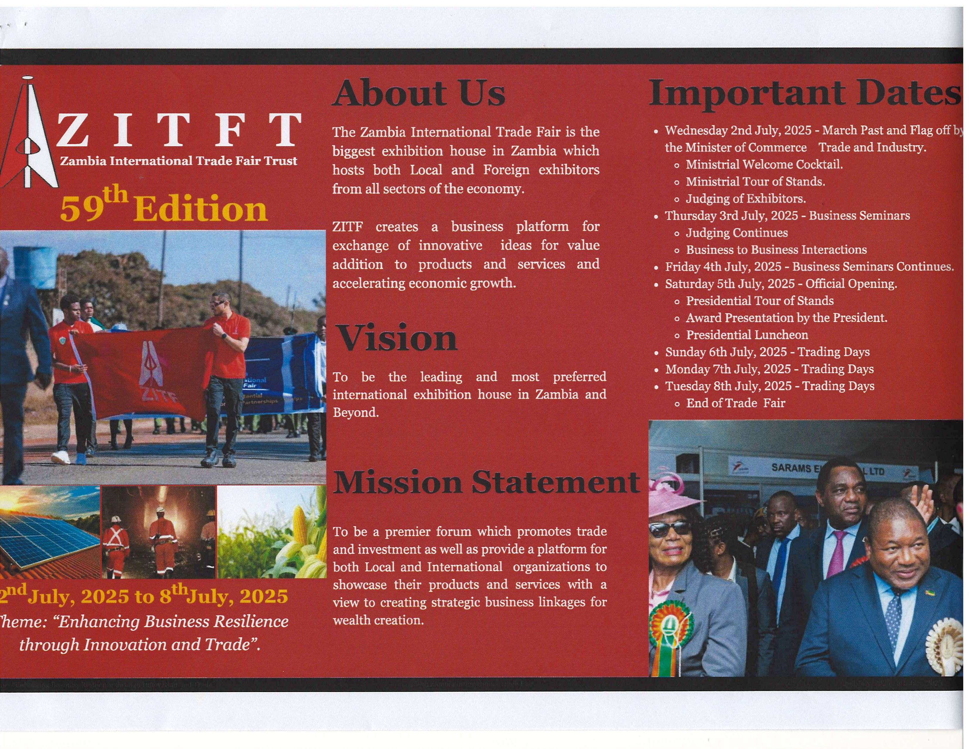 [주한잠비아대사관] 'Zambia International Trade Fair (ZITF)' 행사 안내