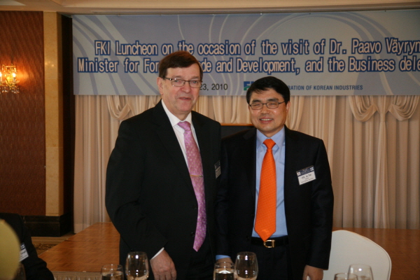 핀란드 외교부 통상개발장관과 양국 교역확대 논의