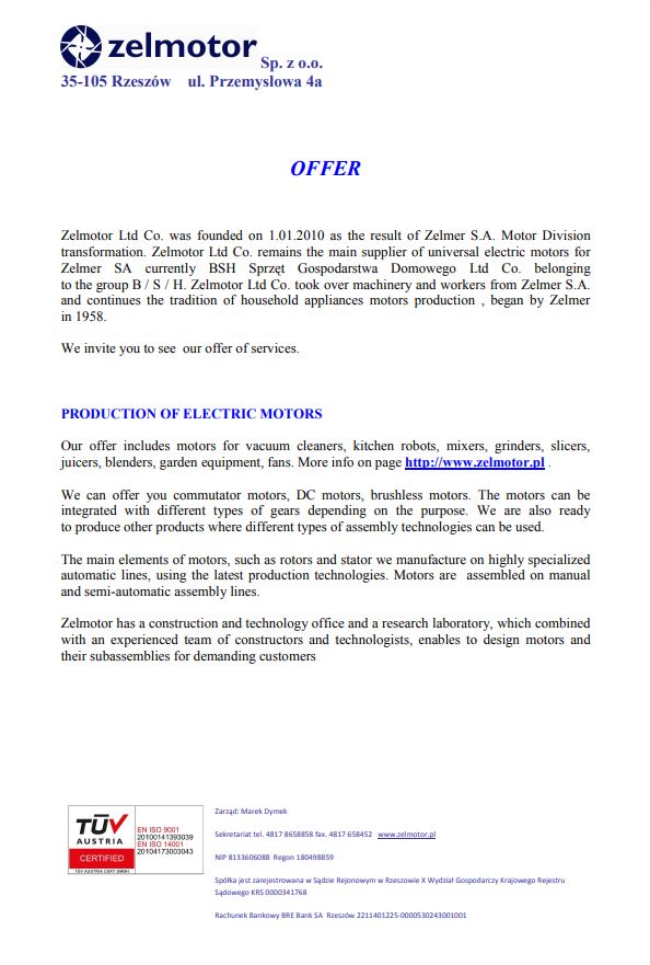 폴란드 motor 업체 “Zelmotor” 소개