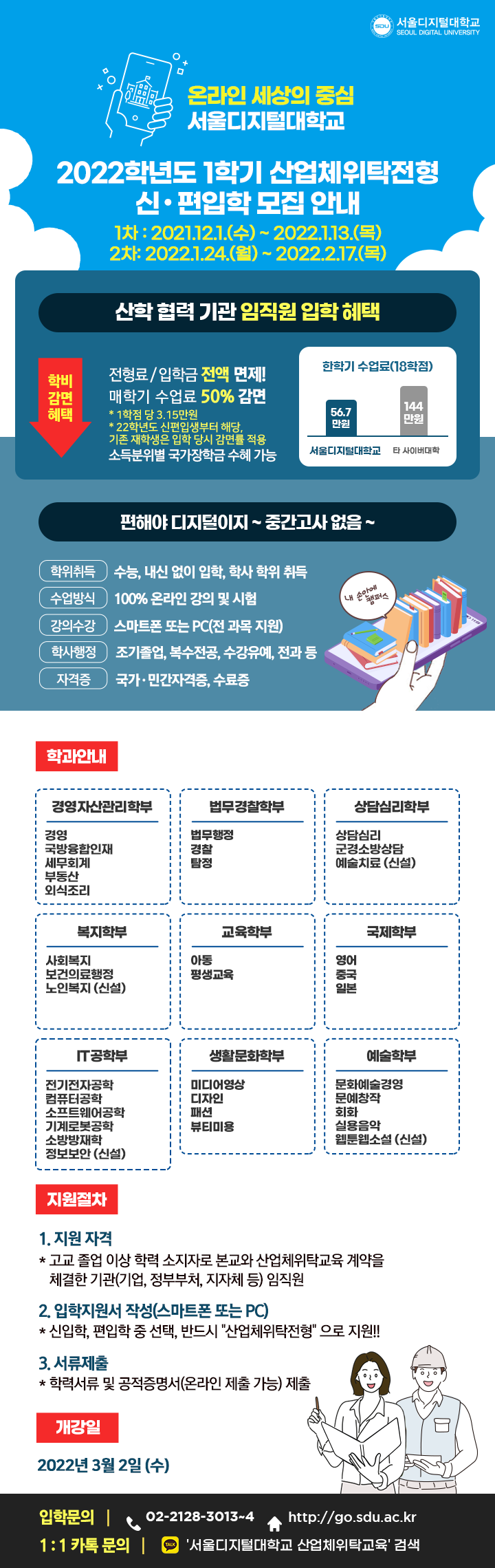 서울디지털대학교 2022-1학기 산업체위탁전형 신.편입학 모집 안내